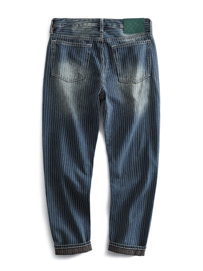 Vintage Slim Fit Denim Striped Casual Jeans Pants