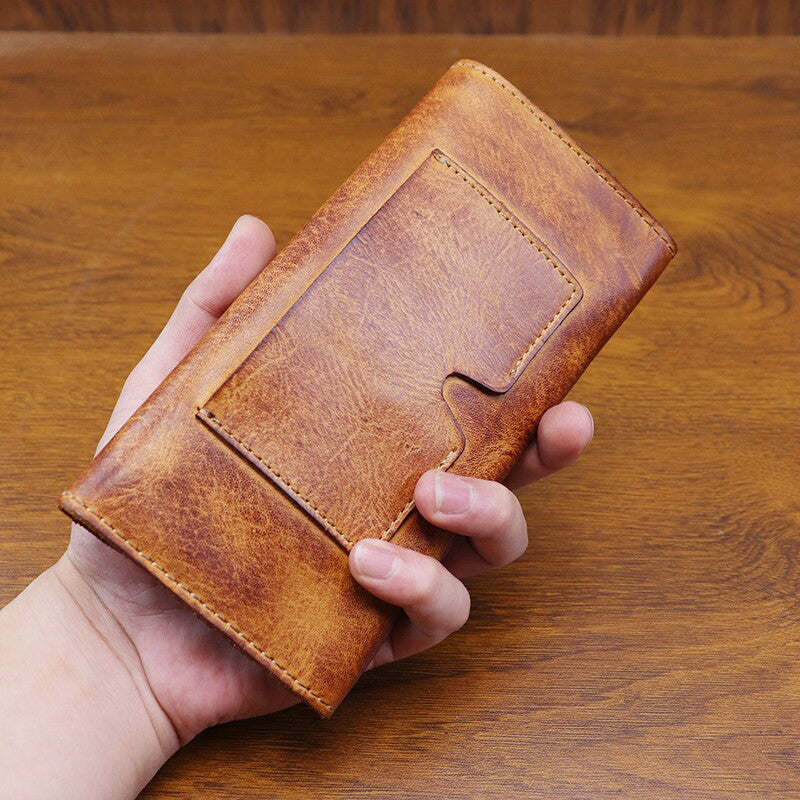 Retro Handmade Leather Long Wallet