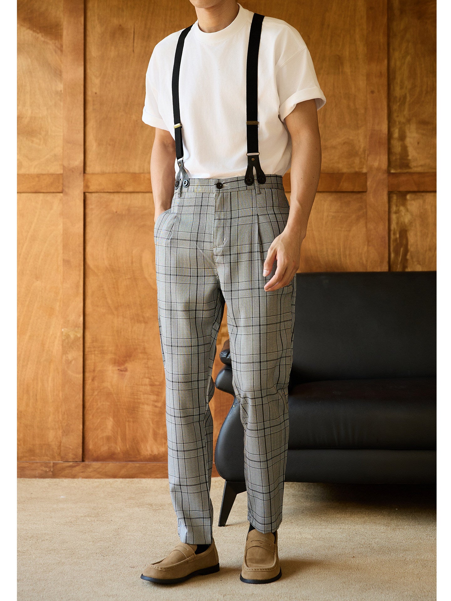 Retro Style Casual Overall Pants
