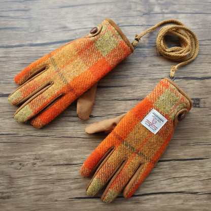Retro Wool Touchscreen Tweed Plaid Gloves