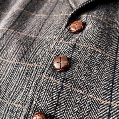 Retro Large Size Wool Herringbone Waistcoats