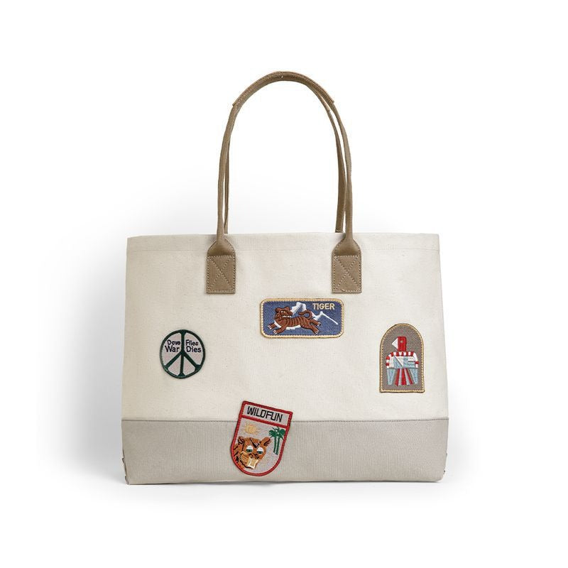 Retro Stamp Embroidery Tote Bag Handbag