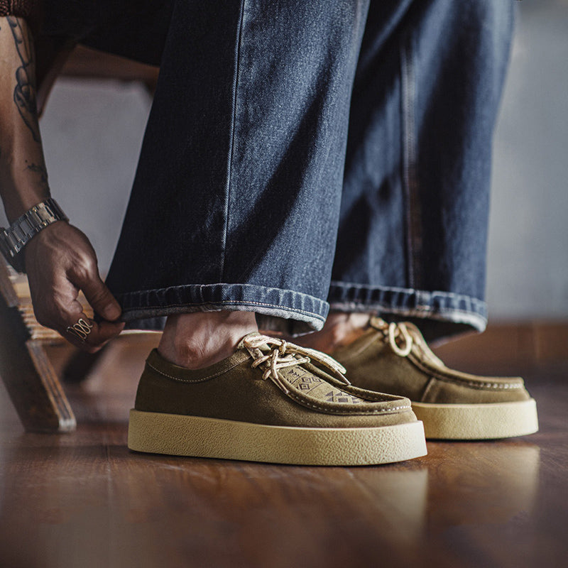 Retro Thick-soled Casual Leather Suede Shoes