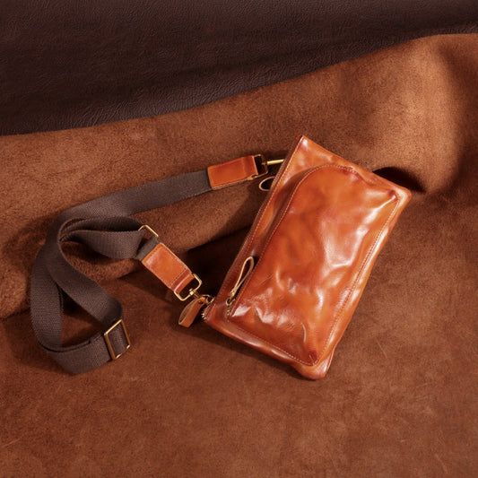Retro Handmade Leather Chest Bag Crossbody Bag