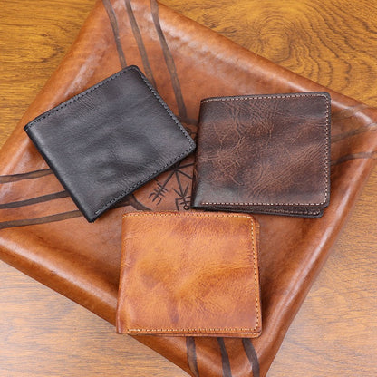 Retro Handmade Leather Short Wallet