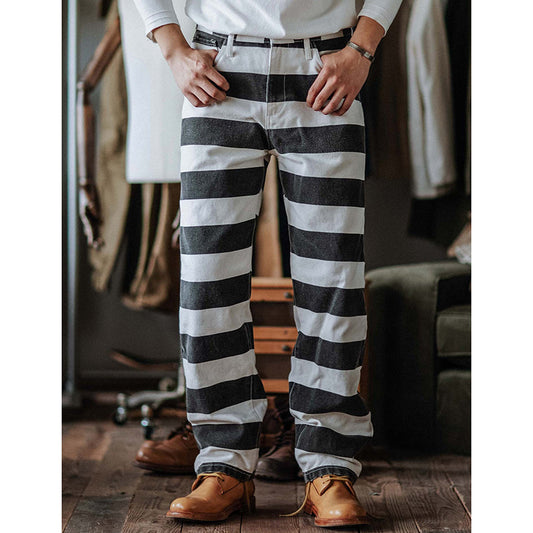 Retro Striped Work Pants Motorcycle Pants
