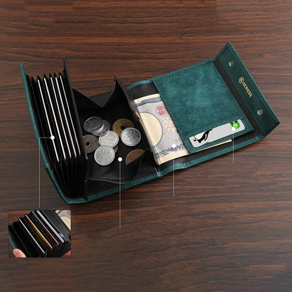 Retro handmade frosted leather wallet for men and women, 3-fold style multifunctional business clutch