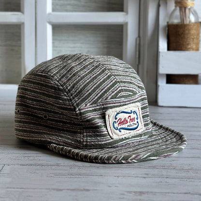 Retro Striped Knitted Flip Hat Beret Casual Cap Adjustable Hat