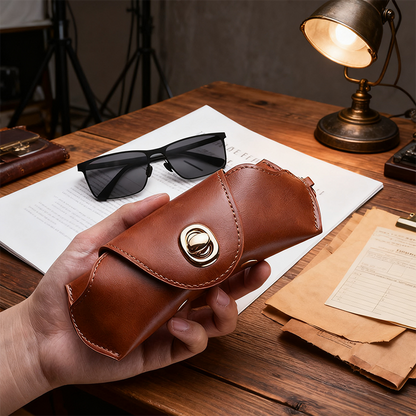 Retro Tanned Leather Glasses Case