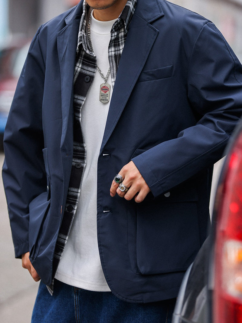 Retro Casual Blazer Functional Work Jacket
