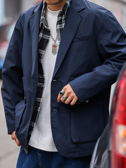 Retro Casual Blazer Functional Work Jacket