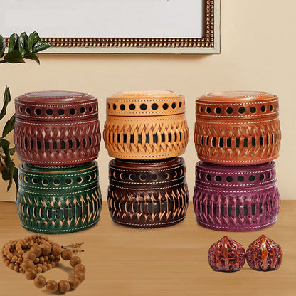 Retro Handmade Leather Woven Box
