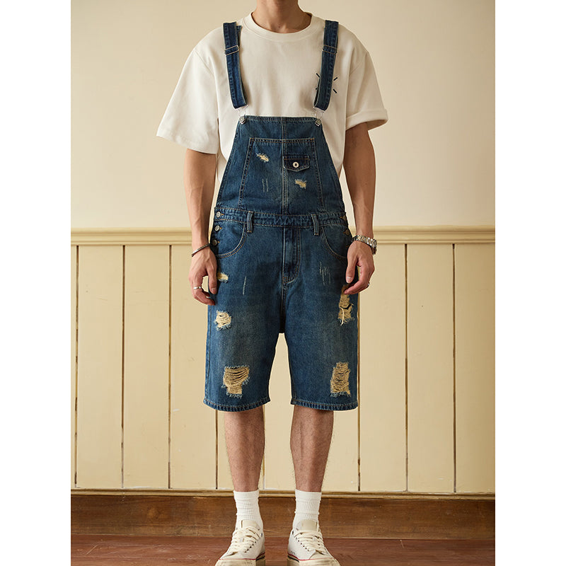 Retro Style Denim Multi-Pocket Overall Cargo Pants