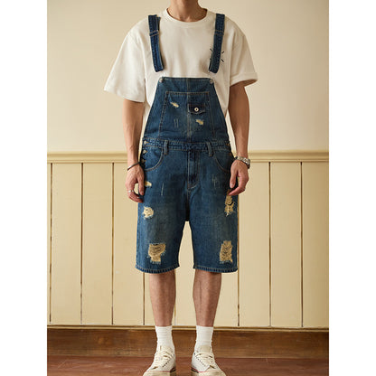 Retro Style Denim Multi-Pocket Overall Cargo Pants