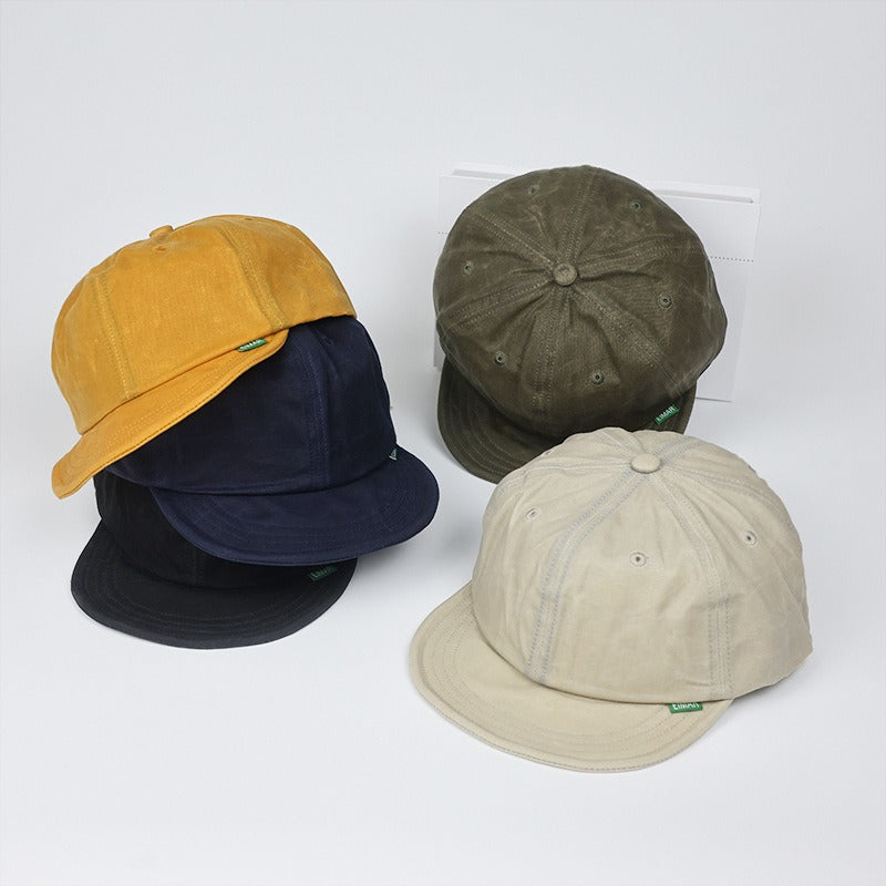 Retro Wax Cloth Flip Hat Beret Casual Cap Adjustable Hat