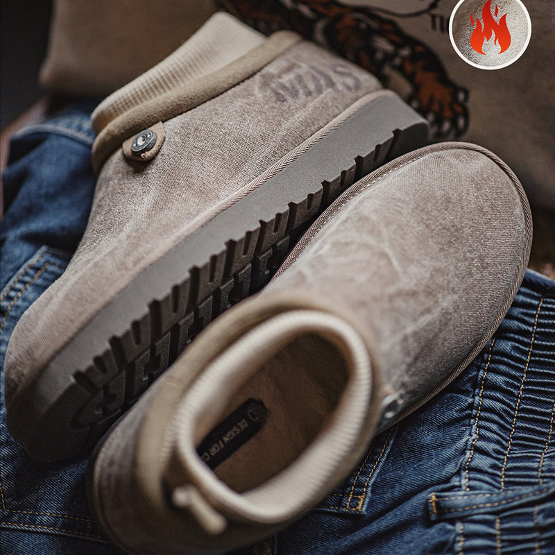 Retro Winter Warm Fleece Slip-on Cotton Sock Boots