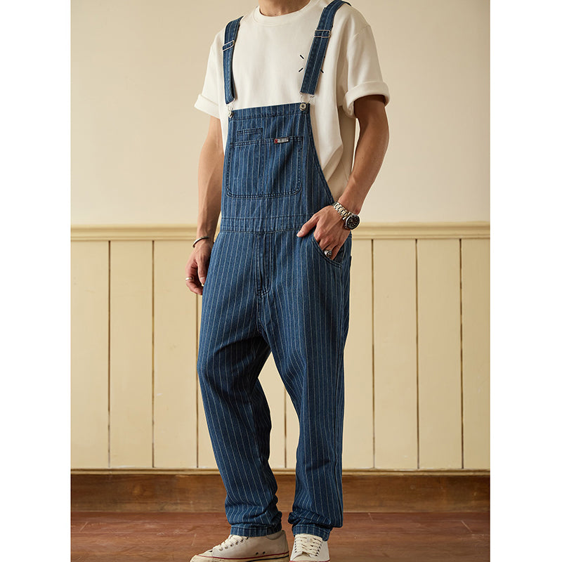 Retro Denim Casual Multi-Pocket Jumpsuits Overall