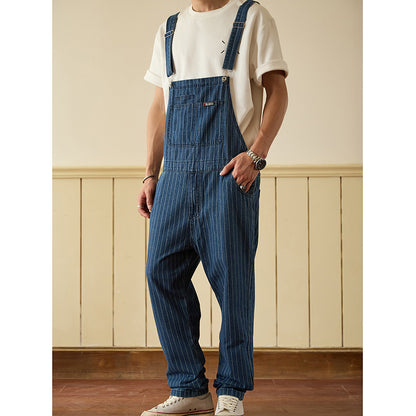 Retro Denim Casual Multi-Pocket Jumpsuits Overall