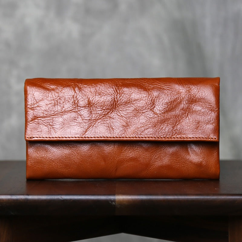 Retro Handmade Leather Multi-card Slots Long Wallet