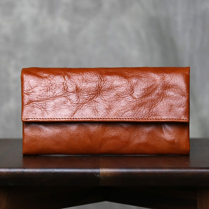 Retro Handmade Leather Multi-card Slots Long Wallet