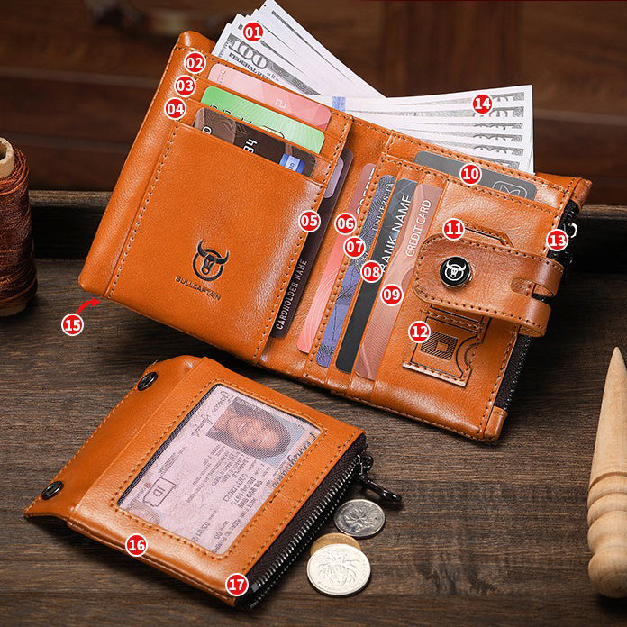 Retro Leather Zipper Chain Wallet