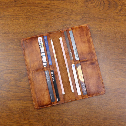 Retro Handmade Leather Multi-card Slots Long Wallet