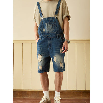 Retro Style Denim Multi-Pocket Overall Cargo Pants