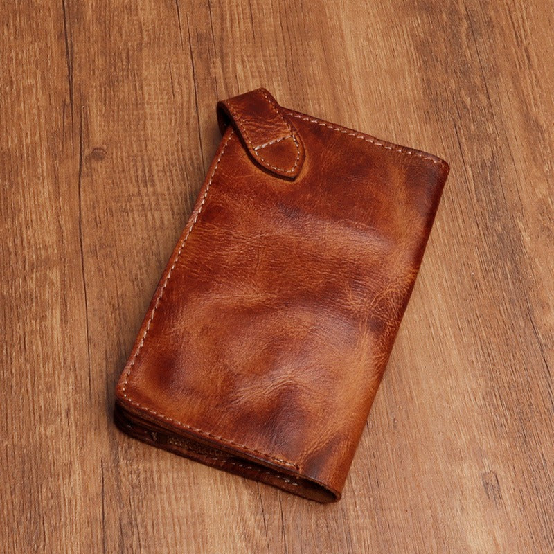 Retro Handmade Leather Zipper Card Wallets