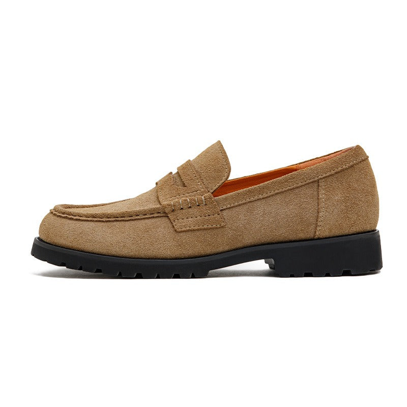Retro Leather Lacing Anti-slip Soft-soled Suede Loafer