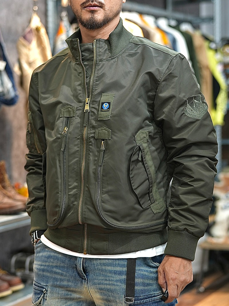 Retro Bomber Jacket Windproof Motorcycle Workwear Jacket