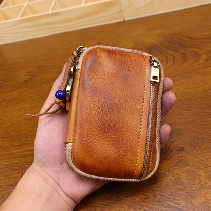 Retro Handmade Leather Zipper Card Wallet