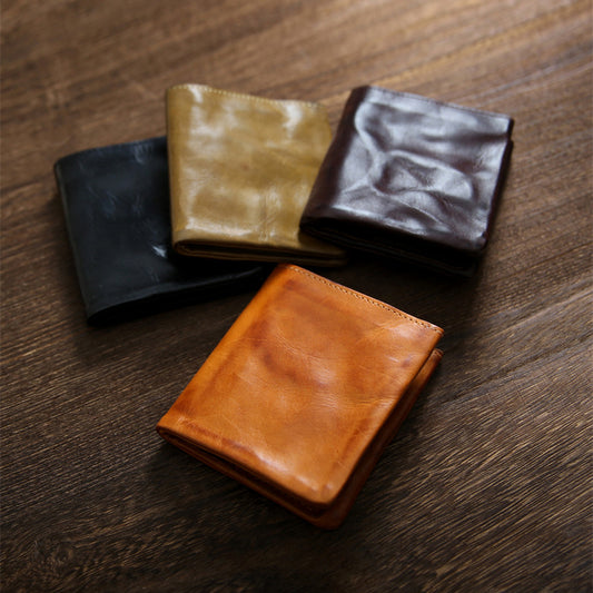 Retro Handmade Leather Short Wallet