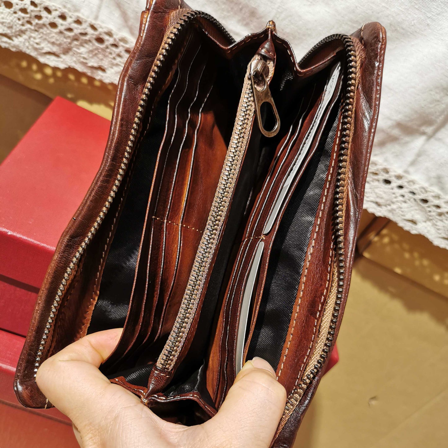 Vintage Handmade Genuine Leather Wallet Multi-card Slots Wallet