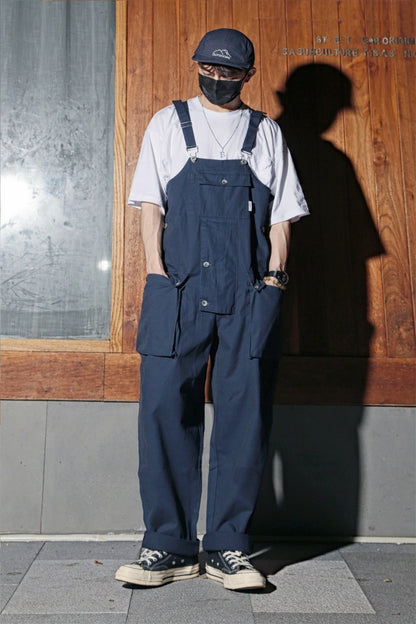 Retro Style Casual Multi-Pocket Overall Cargo Pants