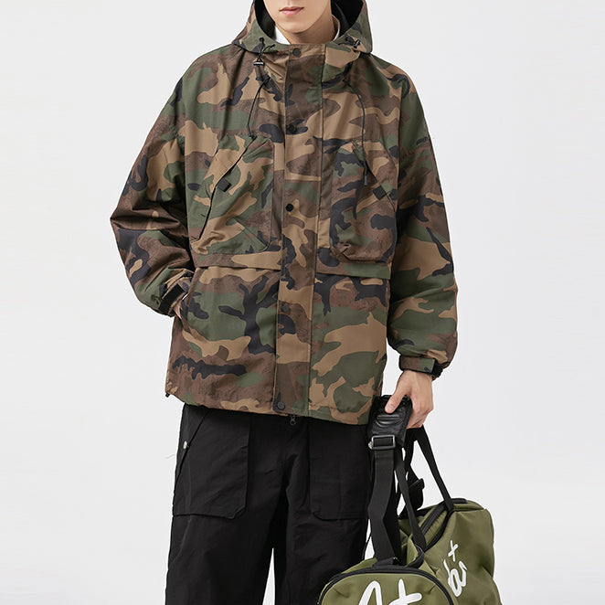 Retro Military Style Camouflage Casual Pullover Hoodies Outwears