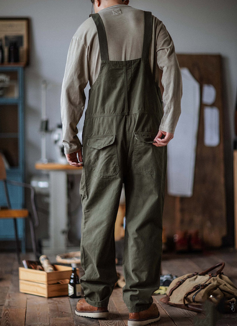 Retro Style Casual Multi-Pocket Overall Cargo Pants