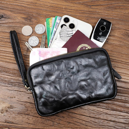 Retro Leather Distressed Top-Grain Cowhide Clutch Bag