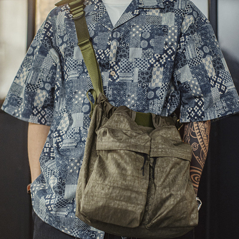 Retro Camouflage Nylon Pilot Helmet Bag Large Capacity Crossbody Bag Handbag