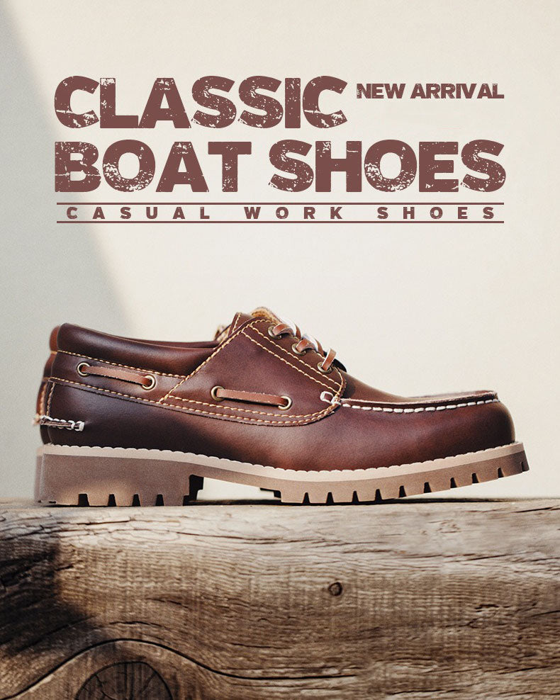 Retro Leather Classic Boat Shoes Work Shoes