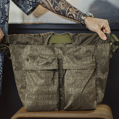 Retro Camouflage Nylon Pilot Helmet Bag Large Capacity Crossbody Bag Handbag