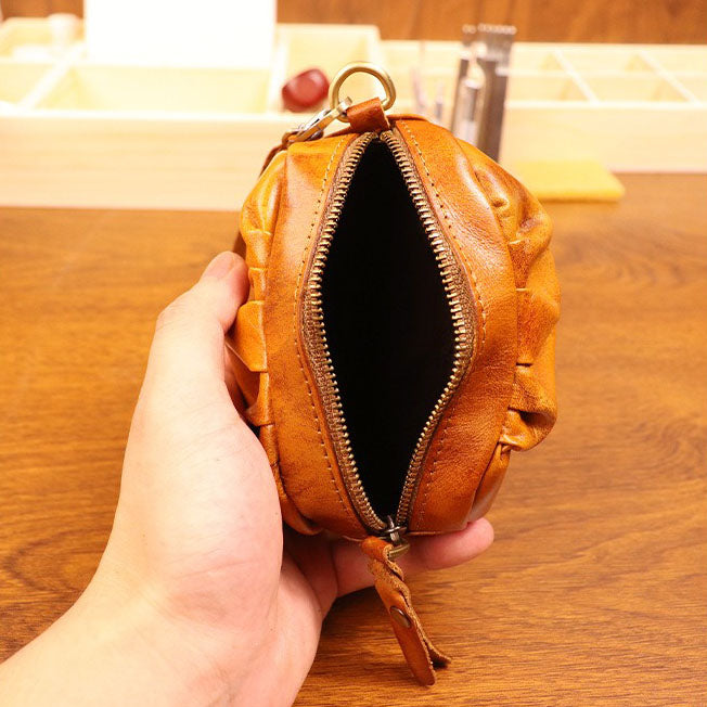 Retro Handmade Leather Coin Bag Storage Bag