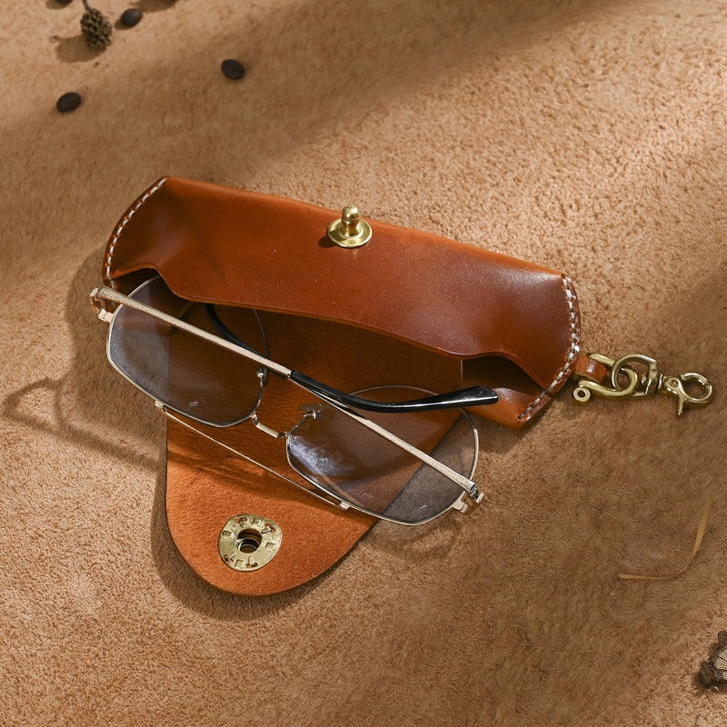 Retro Tanned Leather Glasses Case