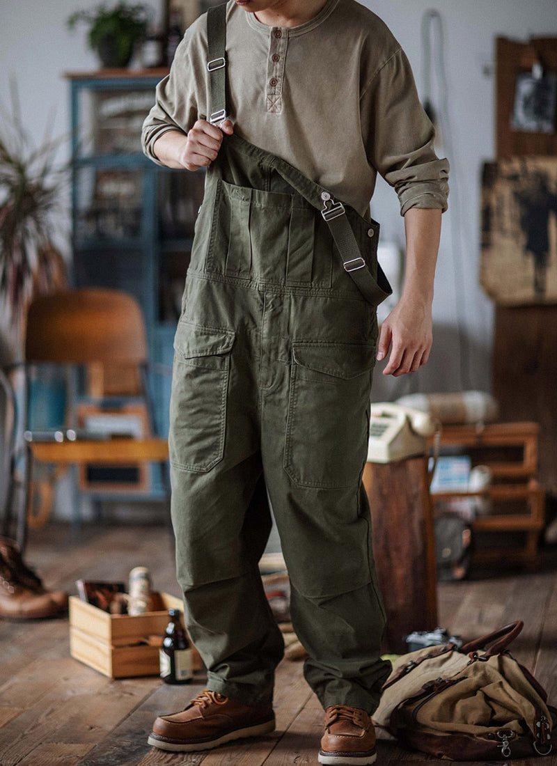 Retro Style Casual Multi-Pocket Overall Cargo Pants