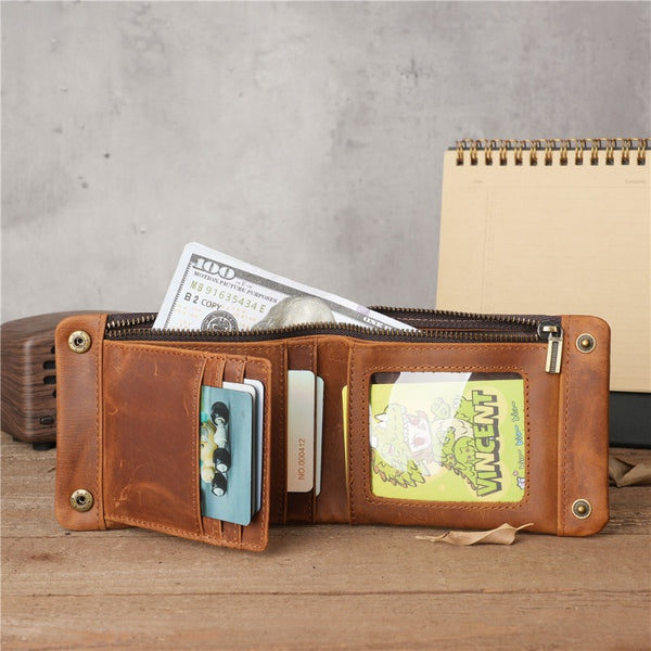 Retro Handmade Leather Multi-card Slots Short Wallet