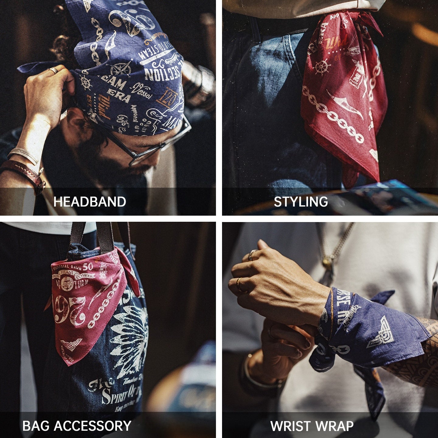 Retro Printed Square Scarf Accessories Cotton Handkerchief