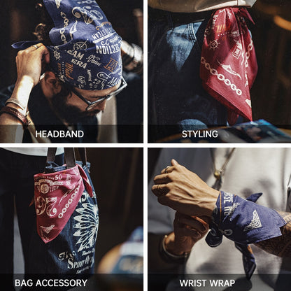 Retro Printed Square Scarf Accessories Cotton Handkerchief