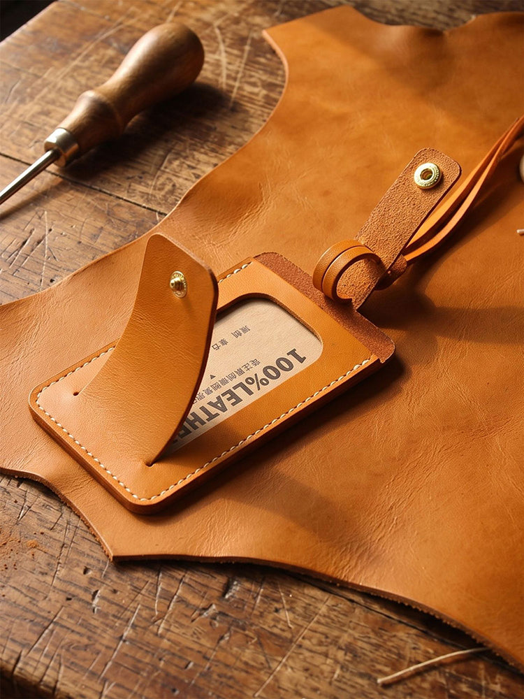 Retro Top-grain Cowhide Luggage Tag Card Holders