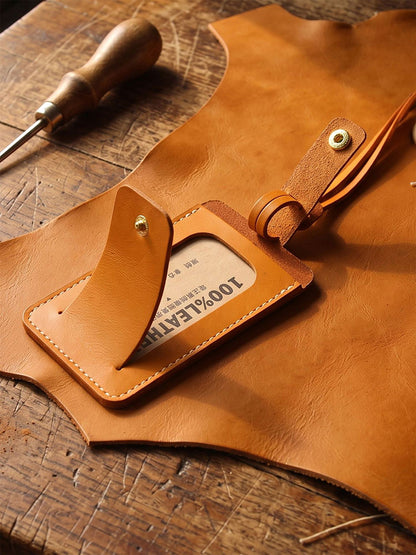 Retro Top-grain Cowhide Luggage Tag Card Holders