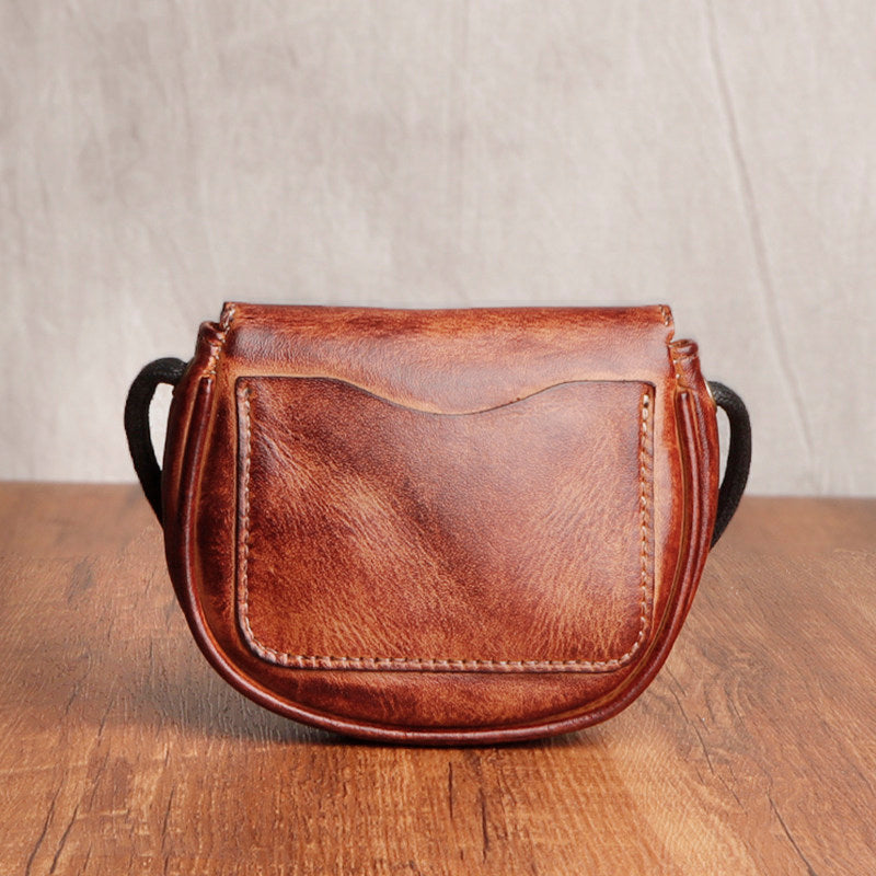 Retro Handmade Leather Card Wallets Mini Crossbody Bags