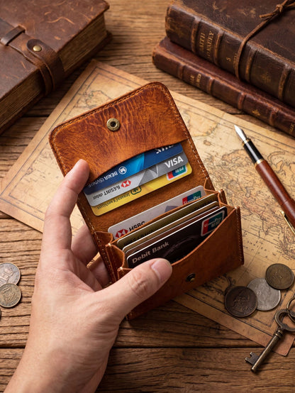 Vintage Leather Handmade Card Wallet